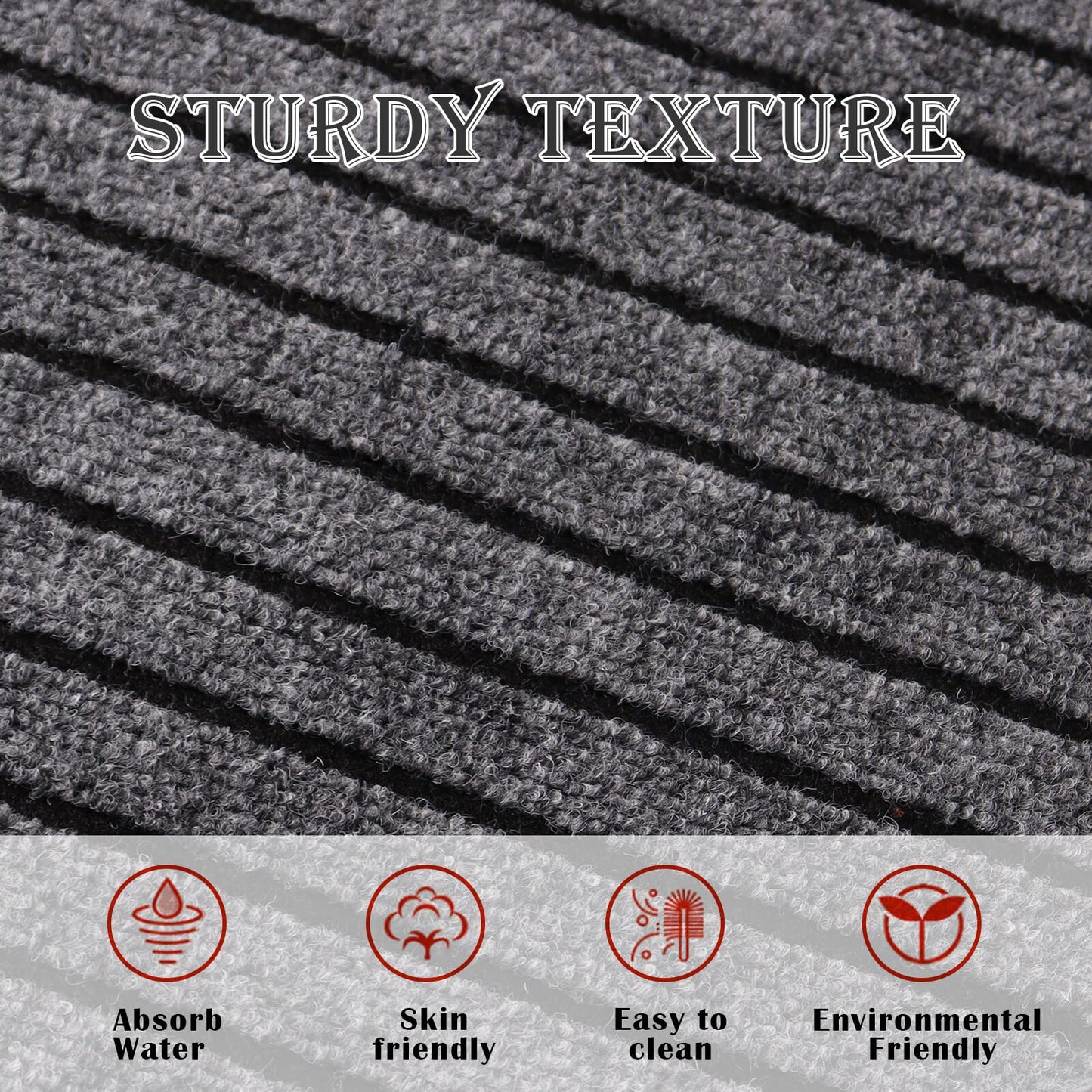 AYOHA Runner Rug 2' x 6' Indoor/Outdoor Carpet for Hallway Kitchen Entryway Patio Lobby Garage Deck Area Rugs with Natural Non-Slip Rubber Backing, Gray/Black Strip (Available for Custom Sizes)