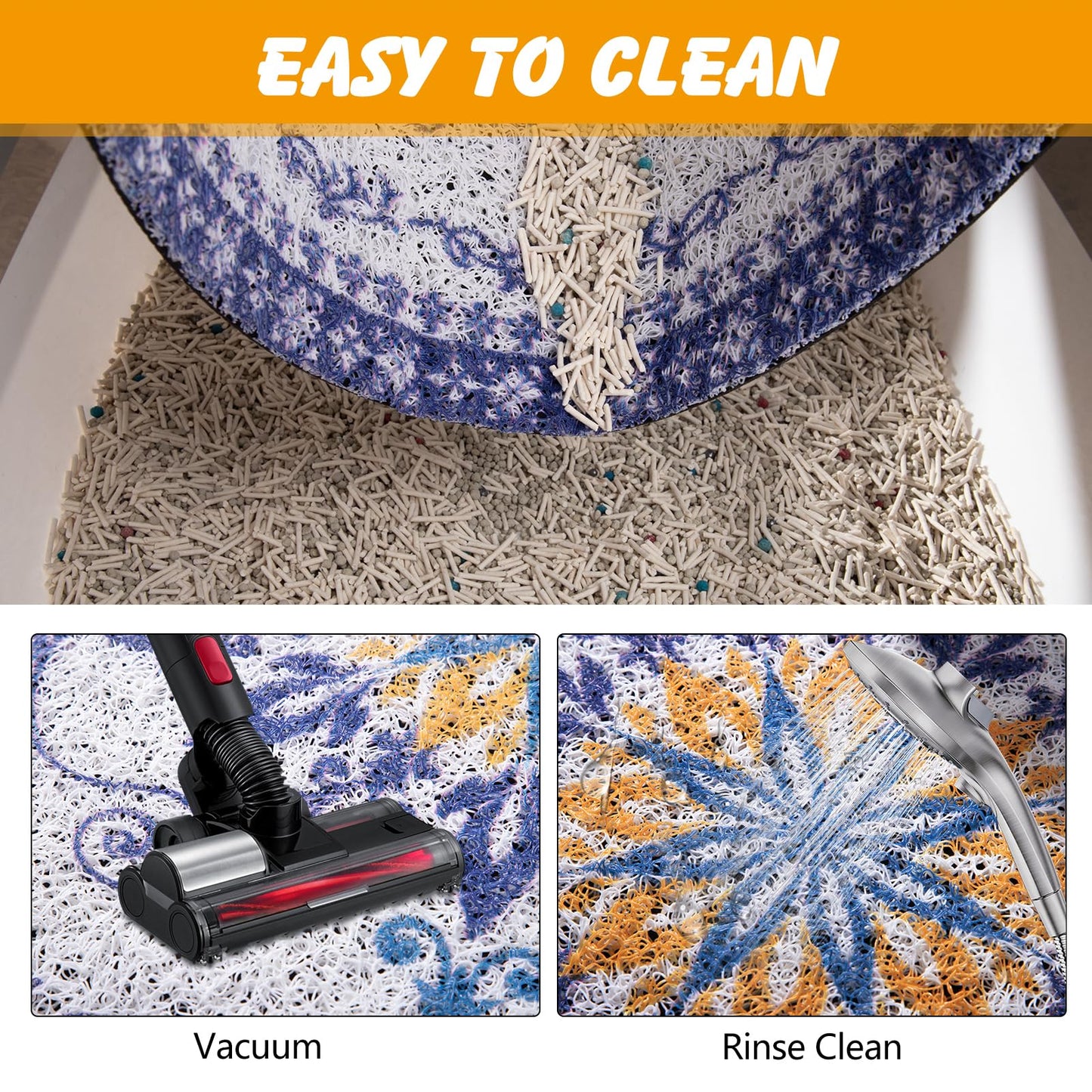 ondware Cat Litter Mat, 20x15 in Litters Box Mat Waterproof Non-Slip Easy to Clean Washable Trapping Mat for Kitty