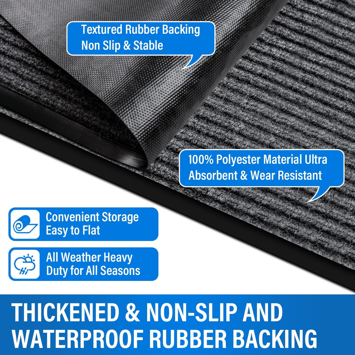 3' X 4' Durable Front Door Mat Indoor Outdoor Entrance, Commercial Door Floor Mat Heavy Duty Non-Slip Backing Entryway Doormats, Outdoor Mat for Home Entrance & Commercial High Traffic Area