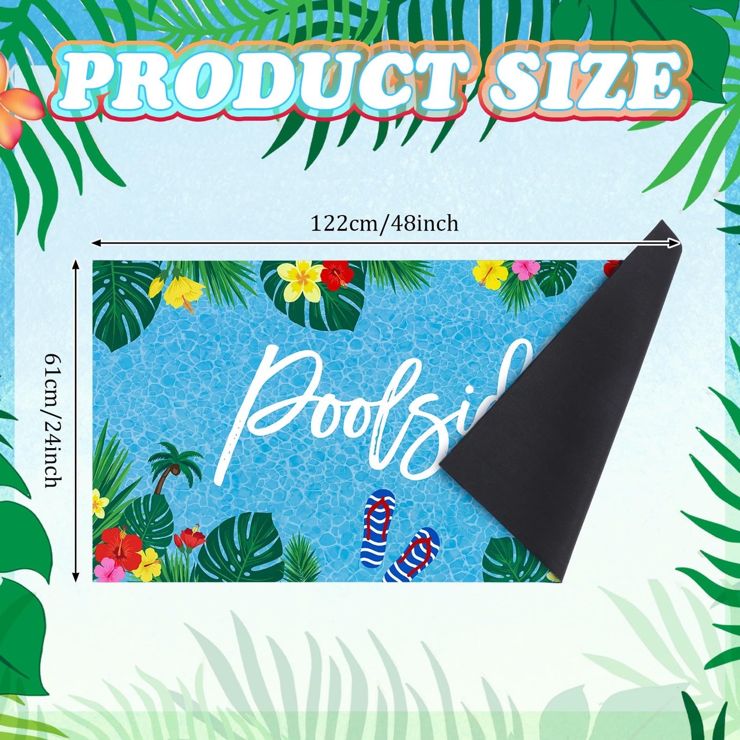 Tinideya Poolside Non Slip Mat Walk Pool Mats for Floor Seating Mats for Edge of Pool Rubber Waterproof Deck Rug with Drainage for Floor Outside Summer Beach Swimming Decorative, 48 x 24 inch