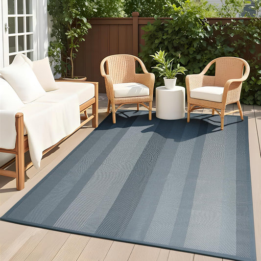 UKISS Outdoor Rug Carpet，Reversible Portable Plastic Straw Camping Rugs， 8' x 10' Waterproof Mat， Large Outdoor Area Rugs for Patio，RV, Picnic, Backyard, Deck, Balcony, Porch, Beach, Grey