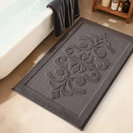 LUMI Ultra Absorbent Bathroom Rug Non Slip Rubber Backing, Machine Washable Bath Mat Soft Premium Microfiber, Elegant Luxury Bath Rugs Quick Dry for Bathtub and Shower Floor, Decor, 24x43
