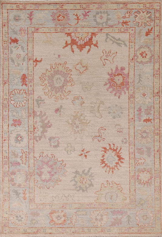Rug Source Transitional Collection, 4x6 Oushak Rug, Hand Knotted Beige & Ivories Floral Rug, Oriental 100% Wool Carpet for Foyer, Entryway and Hallway