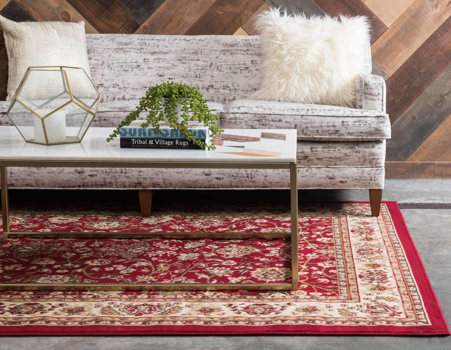 Unique Loom Sialk Hill Collection Area Rug - Washington (9' x 12' Rectangle Burgundy/Cream)