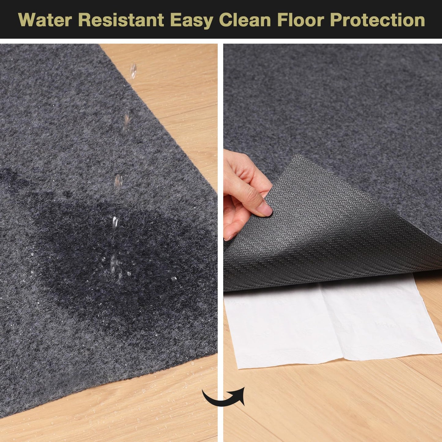 NENSIUM Rug Pad 3x5 Non Slip for Hardwood Floors, 1/4” Extra Thick Waterproof Felt Carpet Pad, Low Profile Underlay for Area Rugs, Safe for LVP & All Floor Finishes, Odorless & Soundproof
