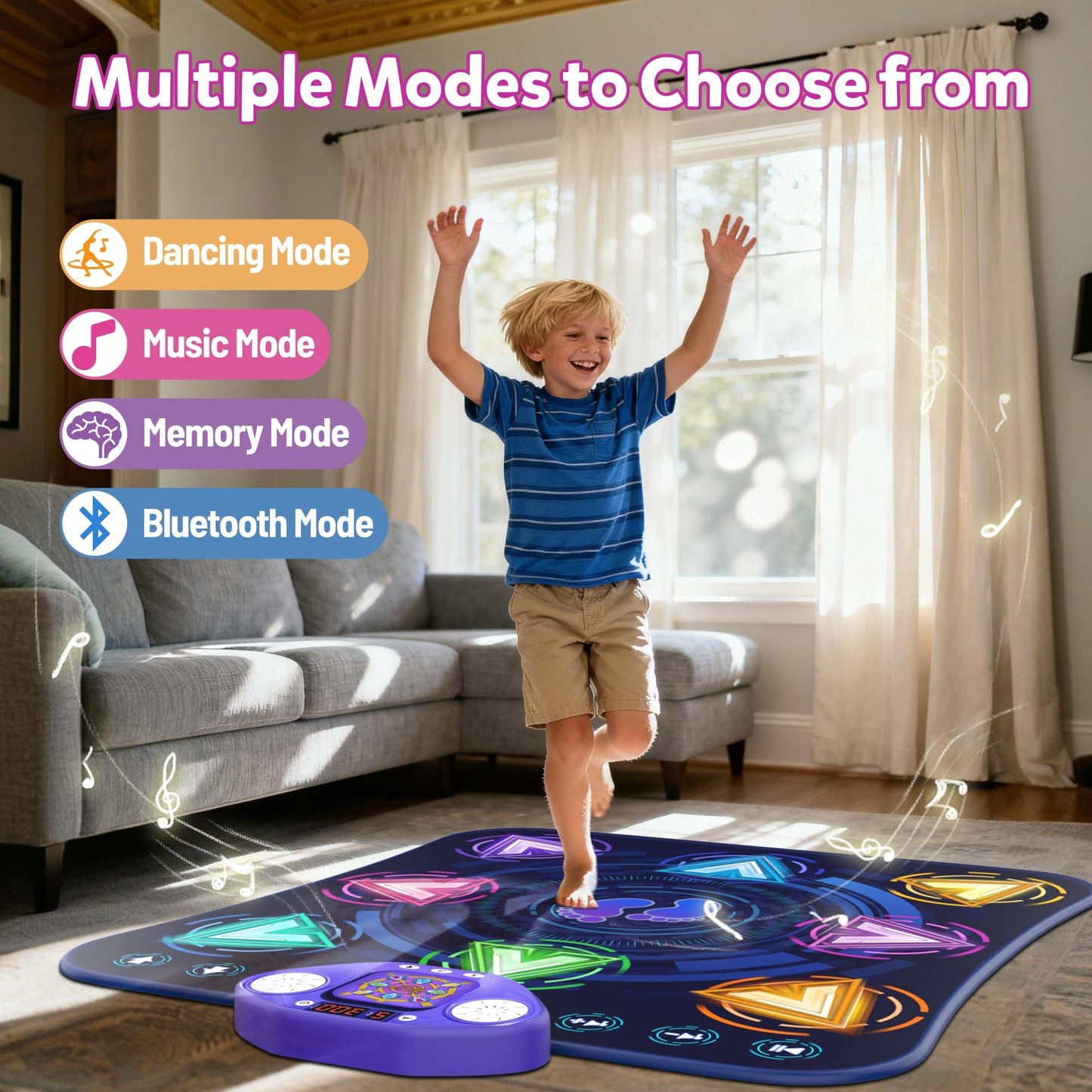 Dance Mats for Girls 4-8, Electronic Dance Mats with LED Light & Wireless Bluetooth, Kids Dance Mat, Girls Dance Mat, Dancing Mat, Music Dance Toy with 3 Game Modes, Develops Hand-Eye Coordination
