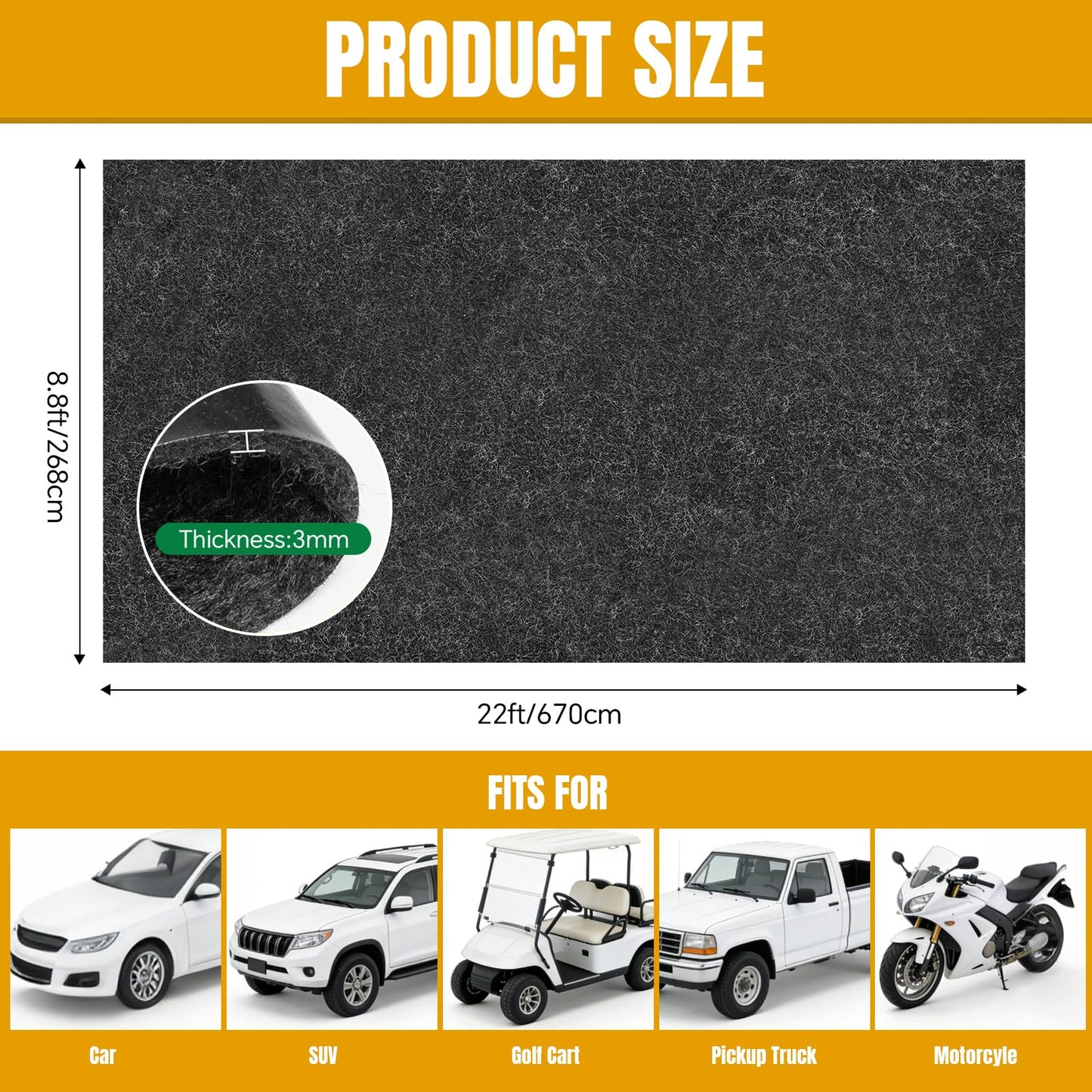 Extra Large Garage Floor Mat 8.8 x 22 FT – Heavy Duty Oil Absorbent Parking Mat with Waterproof Non-Slip Backing,Reusable Washable Floor Protector for Garage,Driveway, Workshop & SUV,Velcro Included