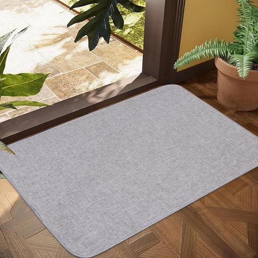 LYGLIGH 1/10 Inch Ultra Thin Indoor Door Mat, Long-Lasting & Maximum Non-Slip Rubber Backing, Washable & Stain-Resistant Entryway Mats with Powerful Dirt Trapper for Various Entrance, 29''X17'', Gray