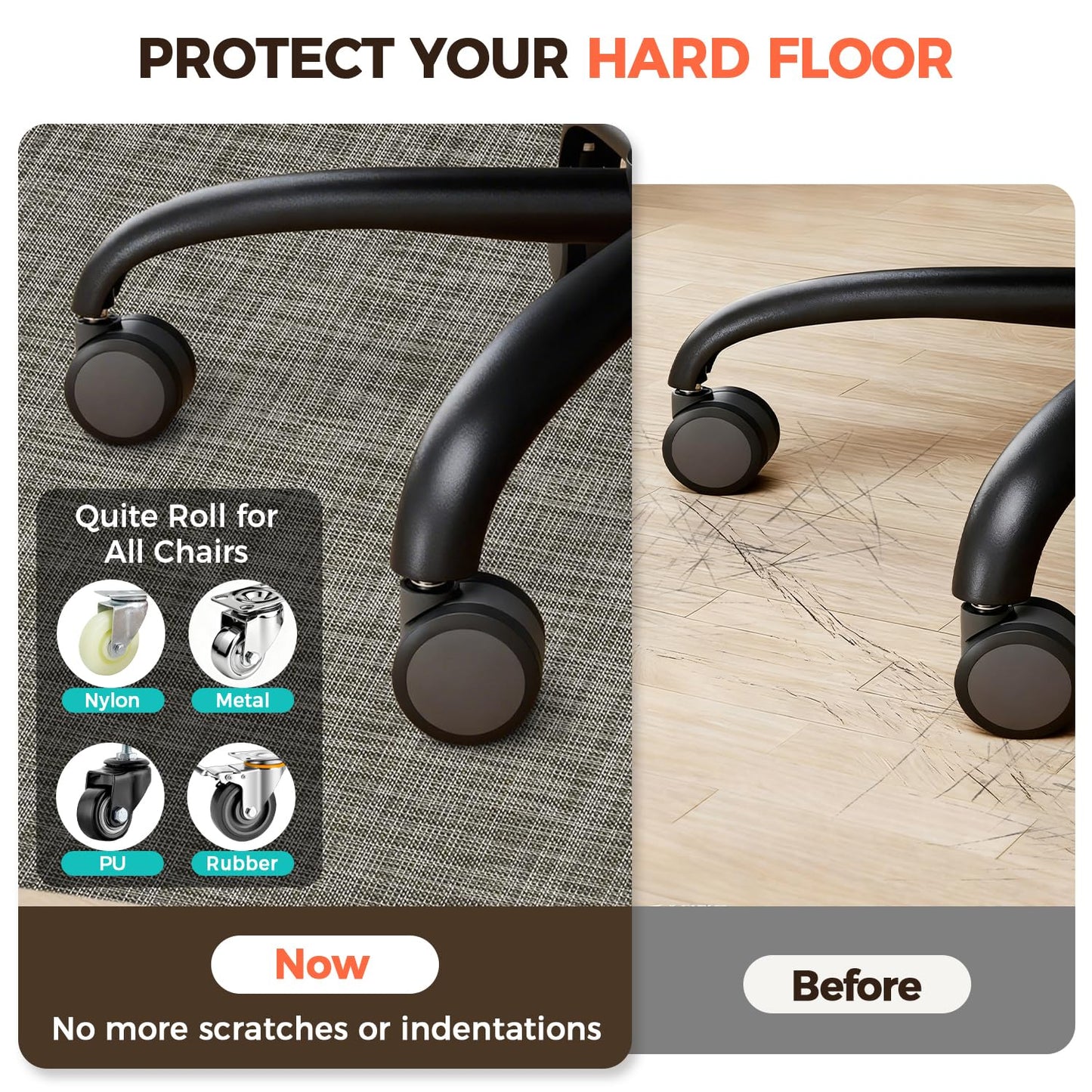 BAGAIL Office Chair Mat for Hardwood Floor, 35"x47" Heavy Duty Computer Chair Mat - Fast Flat & Smooth Glide - Non-Slip Desk Chair Floor Protector for Home Office - Brown