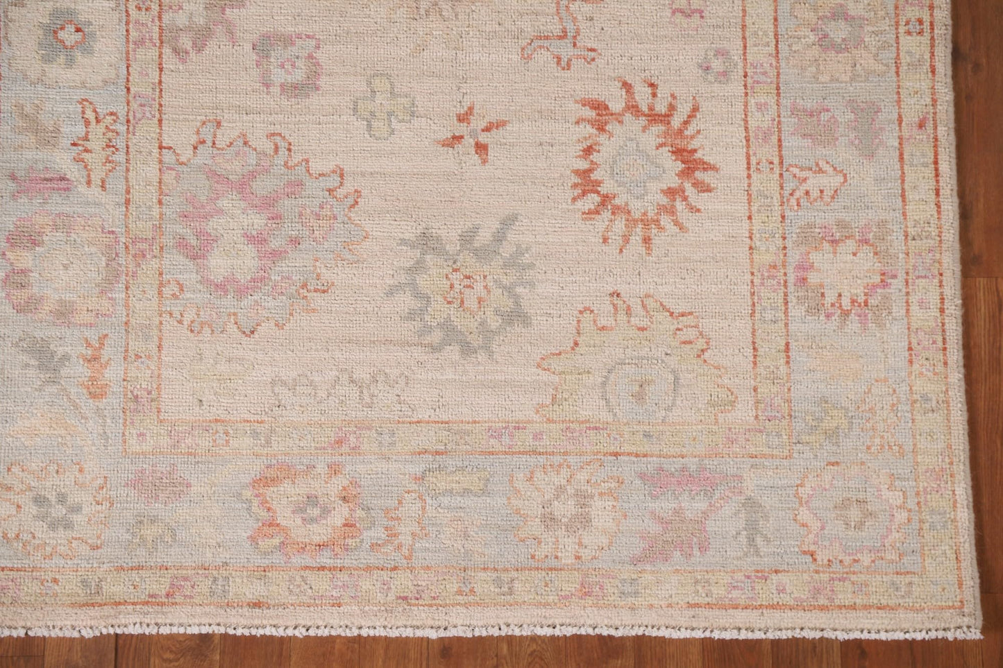 Rug Source Transitional Collection, 4x6 Oushak Rug, Hand Knotted Beige & Ivories Floral Rug, Oriental 100% Wool Carpet for Foyer, Entryway and Hallway