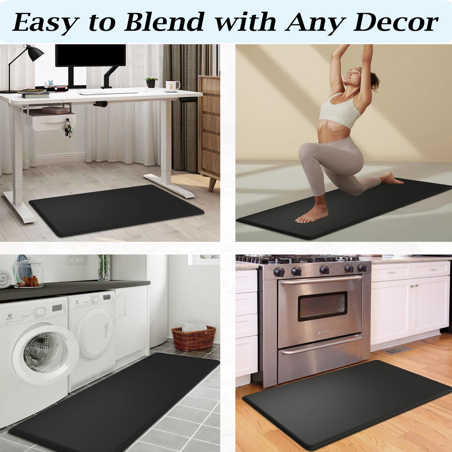 Artnice Kitchen Floor Mat Cushioned Anti Fatigue, Waterproof Non-Slip Standing Desk Mat, 0.75" Heavy Duty Comfort Kitchen Rugs for Home, Sink, Office, Hallway (20"x39", Black)