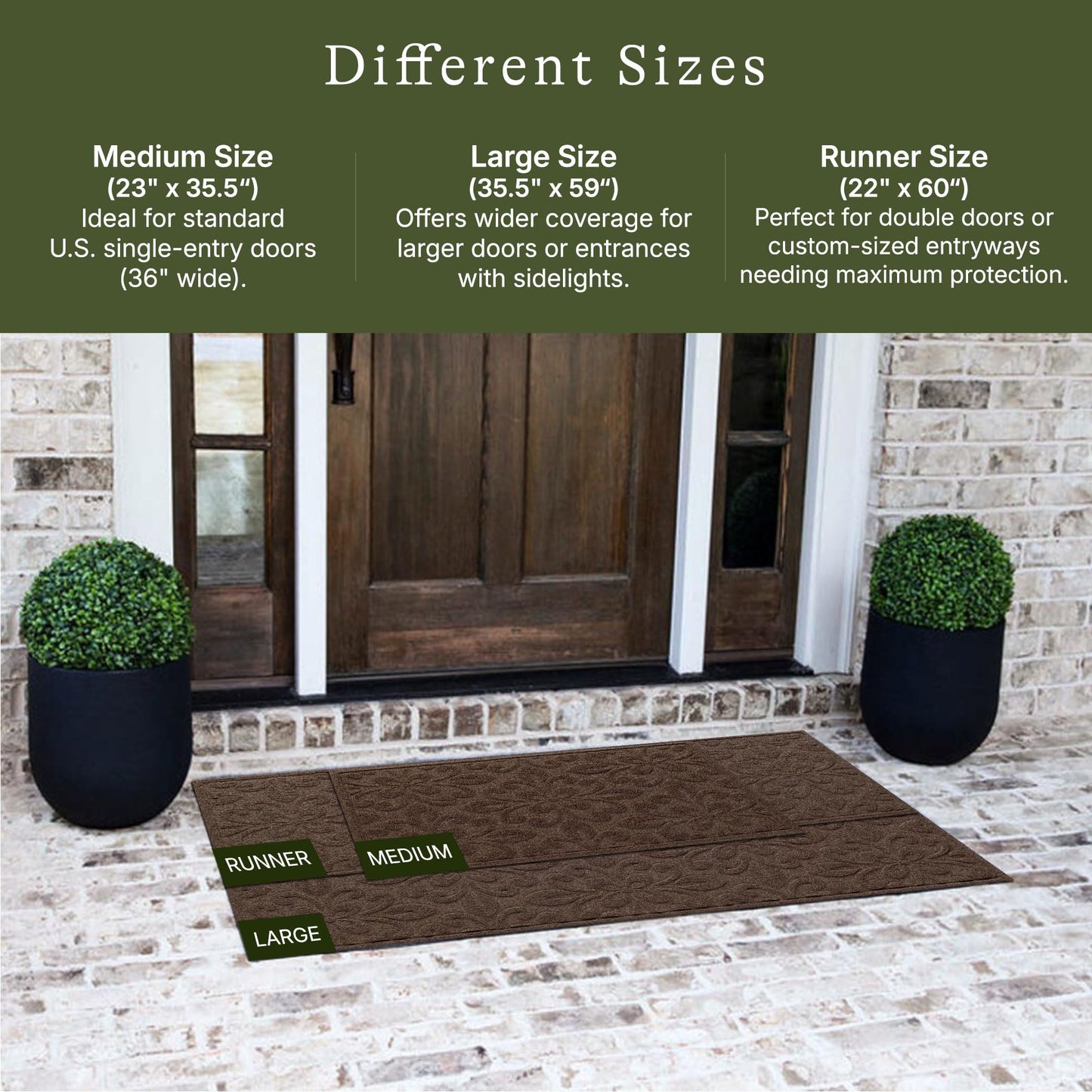 WaterHog Phoenix Front Door Mat Indoor Outdoor Entrance, Absorbent All-Weather Doormat with Non-Slip Rubber Backing, Dirt & Moisture Trapper, Low Profile, Easy Clean, Made in USA, 23"x35.5" Dark Brown