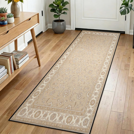 Vintage Oriental Runner Rug 3x10ft Bohemian Traditional Floral Area Rugs, Traditional Neutral Floral Runner Rug Retro Farmhouse Runners Non-Slip Washable Floor Mat for Hallways Entryway
