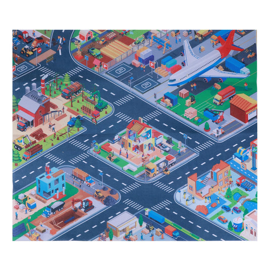 Kids Carpet Playmat Rug, Car Mat for Kids Toy Cars, City Life Educational Road Traffic Carpet Multi Color Play Mat, Non Slip Foldable Kids Play Rug for Playroom Home Indoor Outdoor (27.55*31.49inch)
