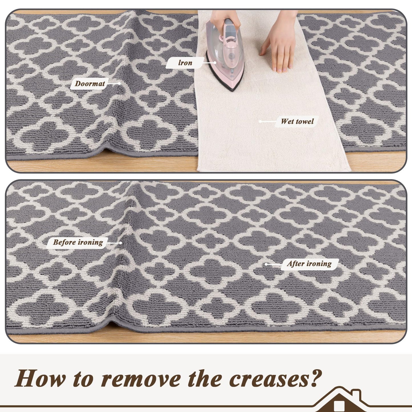 U'Artlines Runner Rug for Hallway 2×6feet Non Slip Kitchen Floor Carpet Runners Grey Geometric Pattern Machine Washable Area Rug for Entryway Bathroom