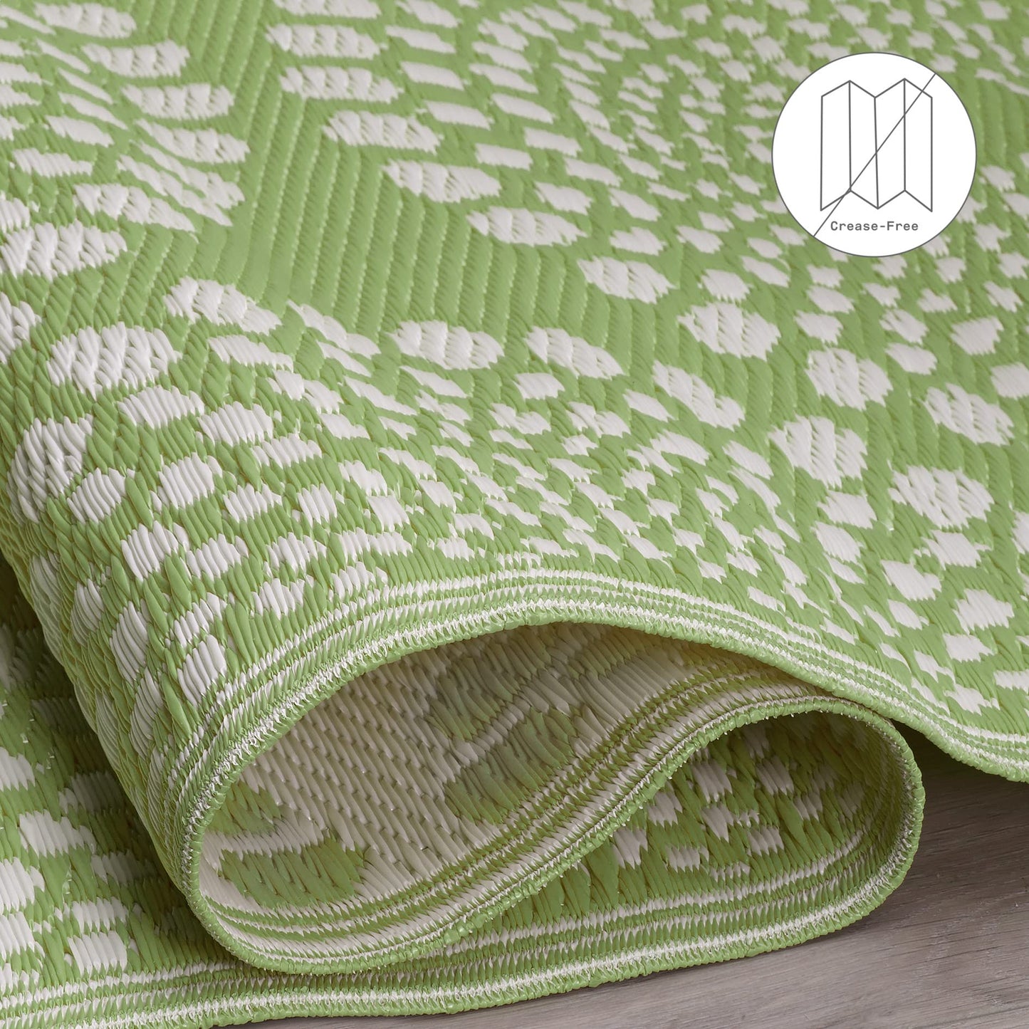 Fab Habitat Outdoor Rug - Waterproof, Fade Resistant, Crease-Free - Premium Recycled Plastic - Floral Medallion - Large Patio, Deck, Sunroom, Camping, RV - Rio - Green - 6 x 9 ft