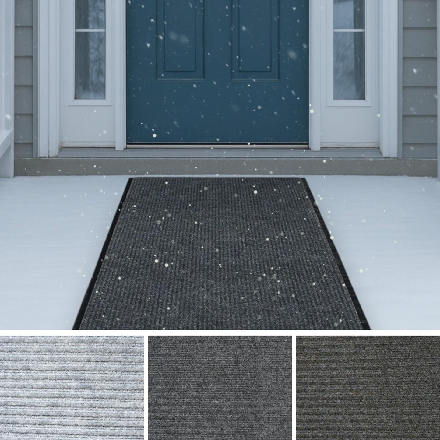 iCustomRug Heavy Duty Interior/Exterior Water Proof Utility Ribbed Vinyl Back Runner, Mats,Area Rug, Non-Slip, 70 Custom Sizes for Doorway, Balcony, Hallway, Commercial Space 4' X 6' in Black