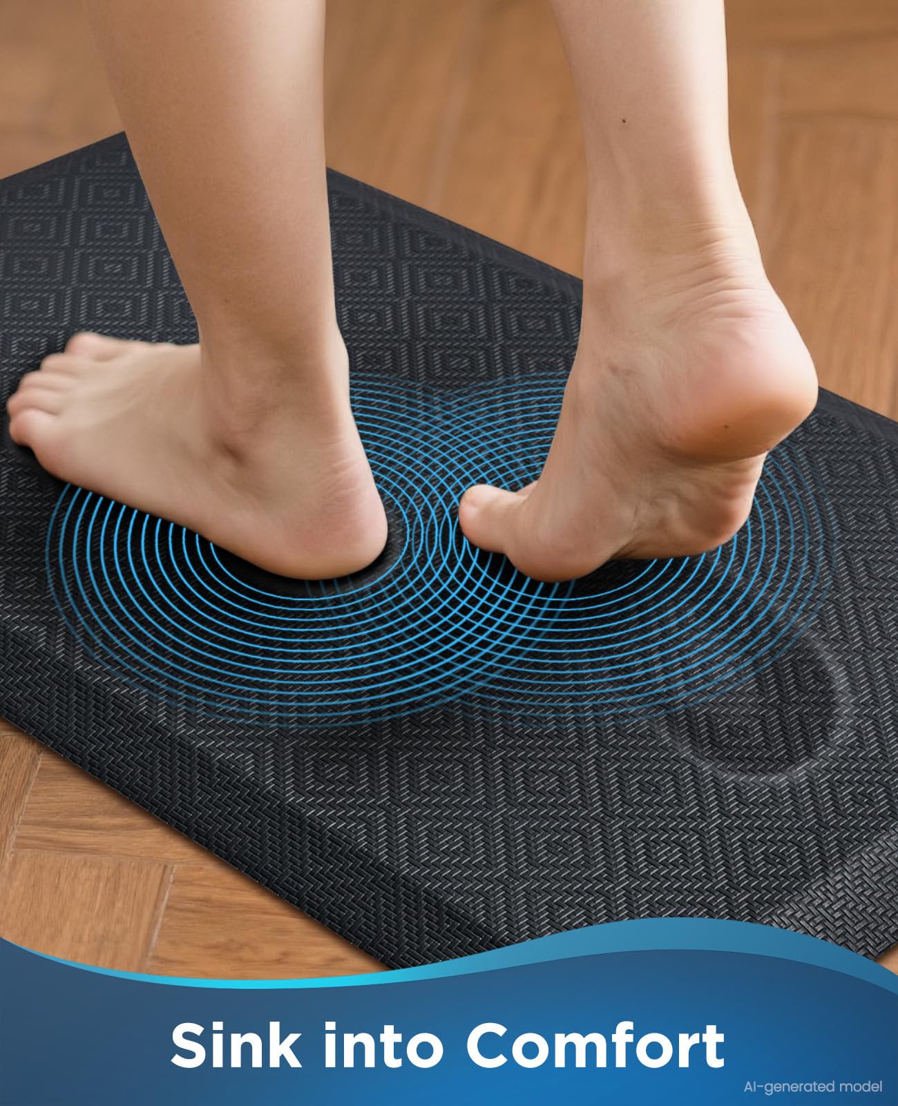 Ophanie Kitchen Mats for Floor,3/4 inch Thick,20x32 Anti Fatigue Cushioned Mat,Kitchen Rugs,Waterproof,Comfort Ergonomic Standing Mat for Office,Home,Sink with 99+ Pairs of Anti-Slip Bottom Ridges