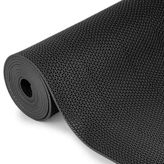 Tinideya 1.3x10 ft Non‑Slip Pool Drainage Floor Mat, Commercial & Indoor Wet Area Anti‑Slip PVC Water Drainage Mat, Cut‑to‑fit Pool, Bathroom, Garage PVC Mesh Flooring, Black