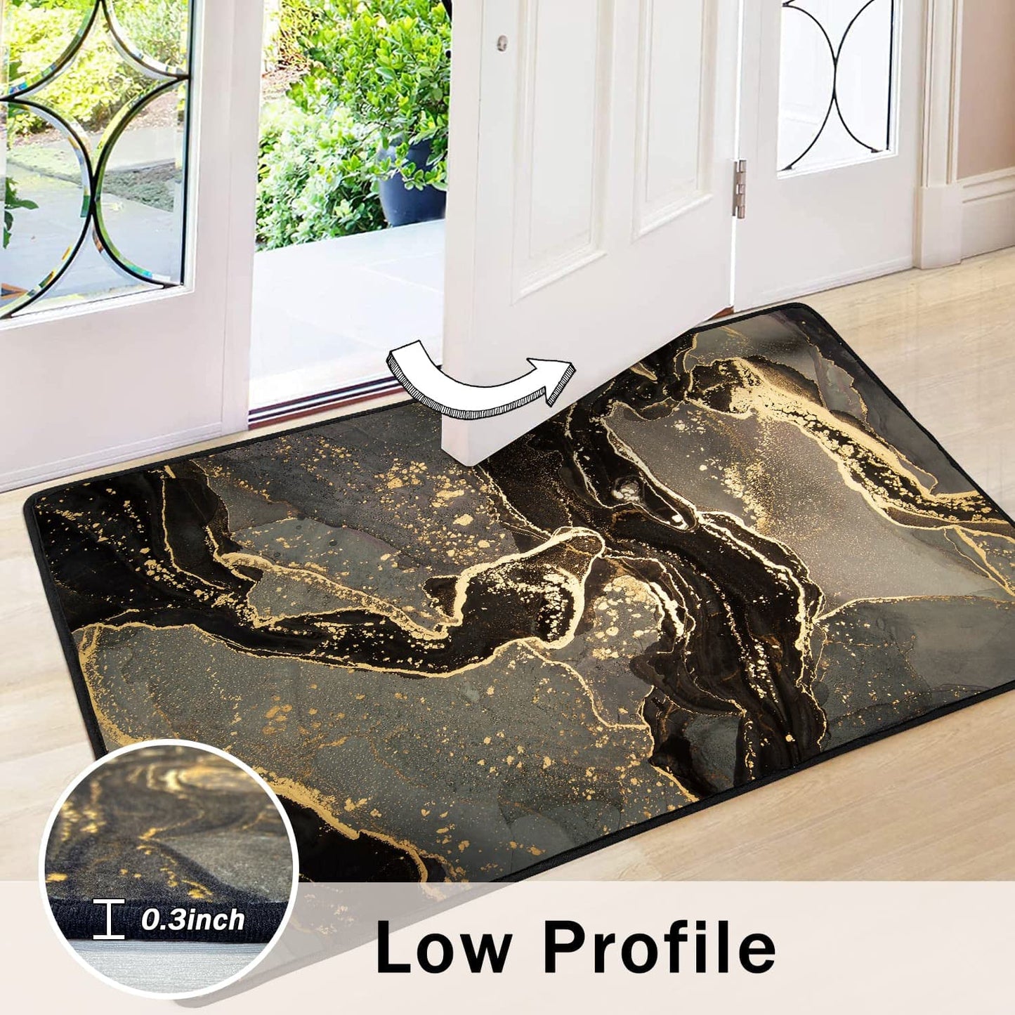 Modern Abstract Small Area Rug - 2x3 Door Mat Small Entryway Rug Luxury Modern Abstract Marble Texture Bath Mat, Non-Slip Washable Low-Pile Carpet for Bathroom Kitchen Laundry Room Decor (Brown)