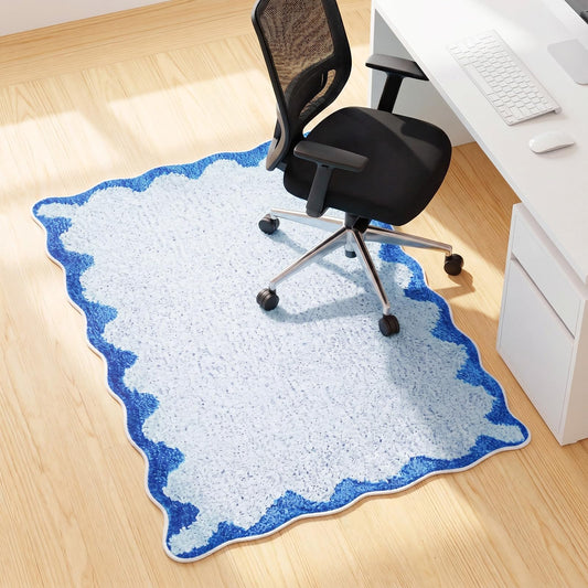 Breling Office Chair Mat for Hardwood Floor & Tile Floor, 36" x 48" Large Anti-Slip Floors Protector, Under Desk Gaming Rug for Rolling Computer Chair for Office Home(Scallop Edge,Blue)