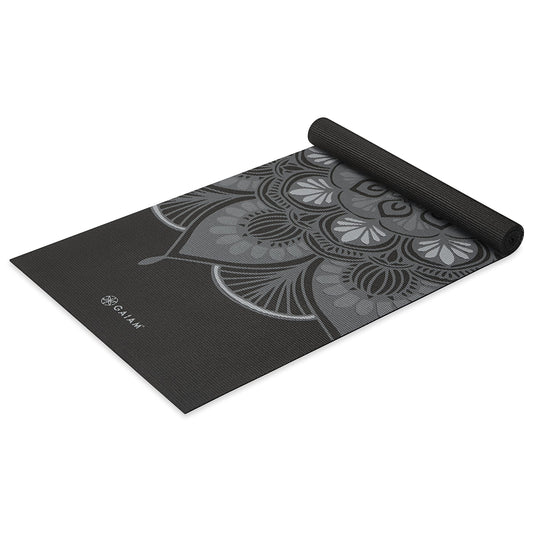 Gaiam Yoga Mat - Classic 4mm Print Thick Non Slip Exercise & Fitness Mat for All Types of Yoga, Pilates & Floor Workouts (68" x 24" x 4mm) - Mystic Ink