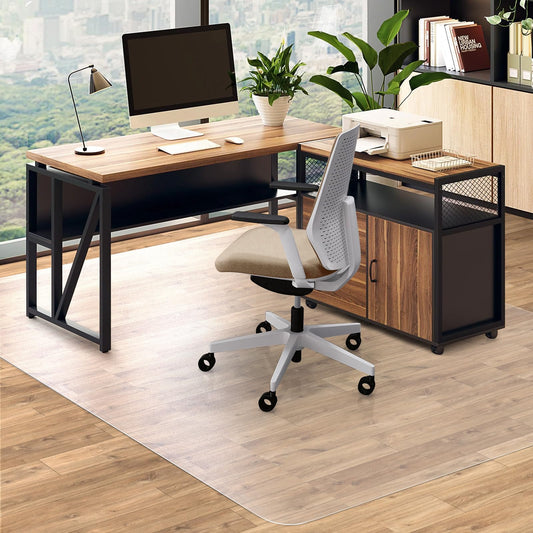 QQpony Office Chair Mat for Hard Floors, 60"x75" Large Chair Mat for Hardwood Floor, Waterproof Area Mat for Living Room, Hard Floor Protector Computer Desk Rug for Home Office (Clear)