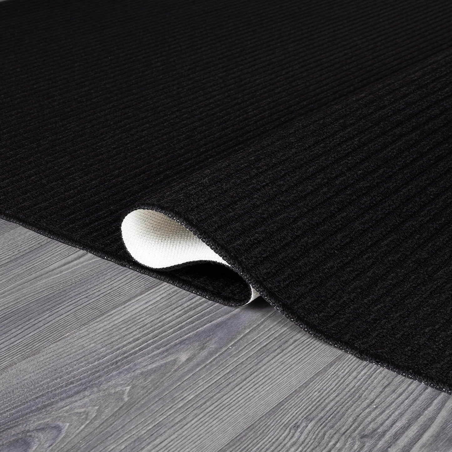 Beverly Rug Non-Slip Modern Rug 8x10 Solid Traditional Rubber Backing Machine Washable Soft Thin Indoor Area Rugs for Living Room Stain Resistant Non Shedding Casual Carpet (8 x 10 Black)