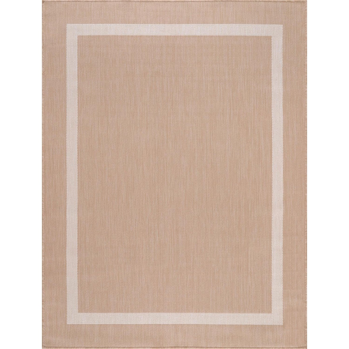 Luul Home Bordered Outdoor Rug 9x12 Washable Outside Carpet for Indoor Patio Porch Waterproof Easy Cleaning Non Shedding Area Rugs Beige 9 x 12