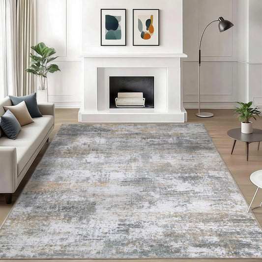 WILLSUN Washable Area Rugs, 5x7 Non-Slip Boho Large Area Rugs for Living Room, Bedroom, Machine Washable Vintage Rug, Indoor Floral Print Carpet for Home Decor, Kid & Pet Friendly Mat