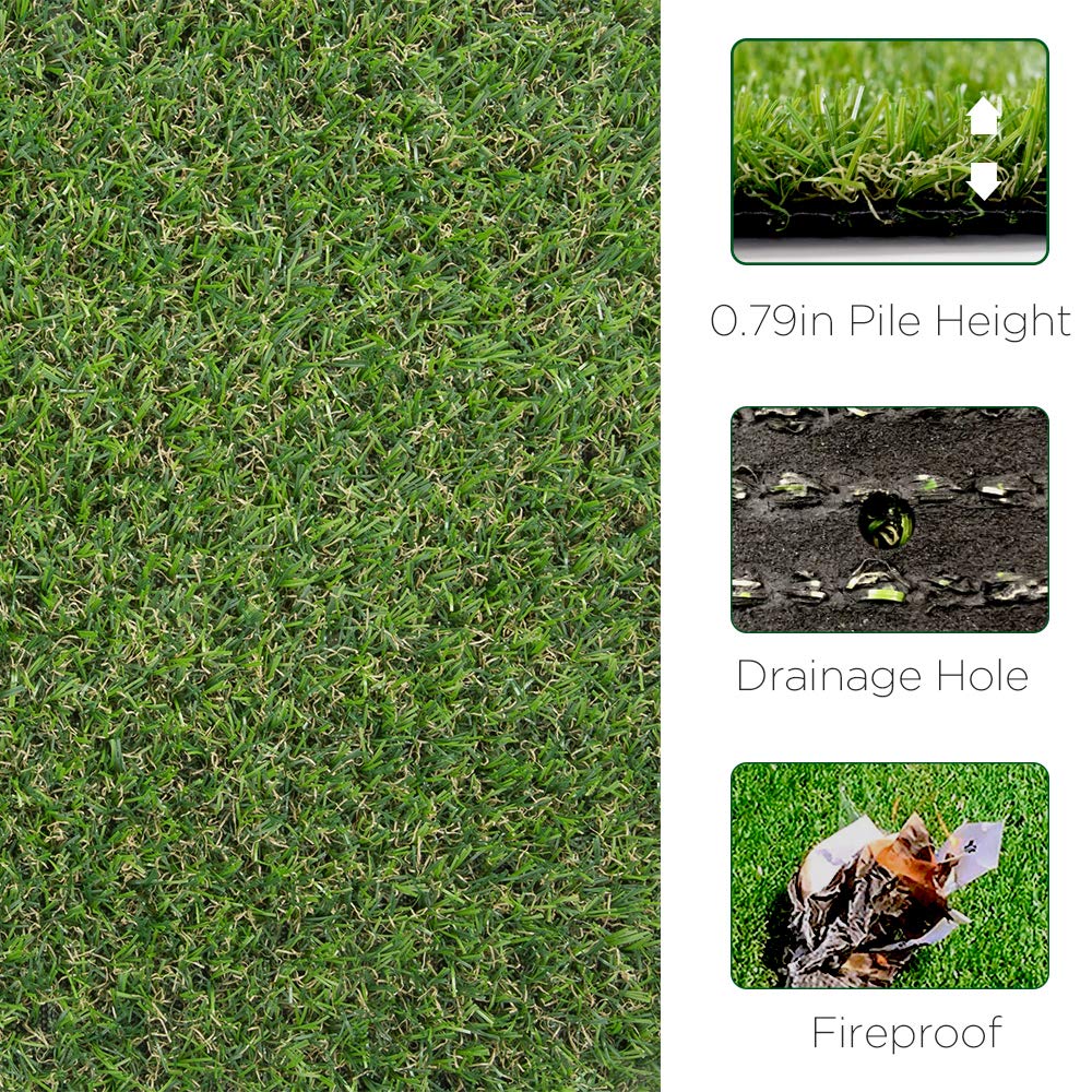 ALTRUISTIC Thick Realistic Artificial Grass Mat Customized Sizes, 5ft x 10ft Synthetic Fake Astro Turf Indoor Outdoor Garden Lawn Landscape, Faux Grass Rug with Drainage Holes