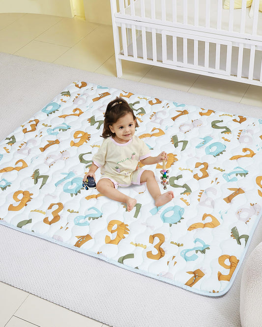 Viviland Baby Mats for Floor, 50x50 Inch Playpen Mat, Thick Playmat for Baby and Toddlers Infants, Non-Slip & Machine Washable, Blue Numbers