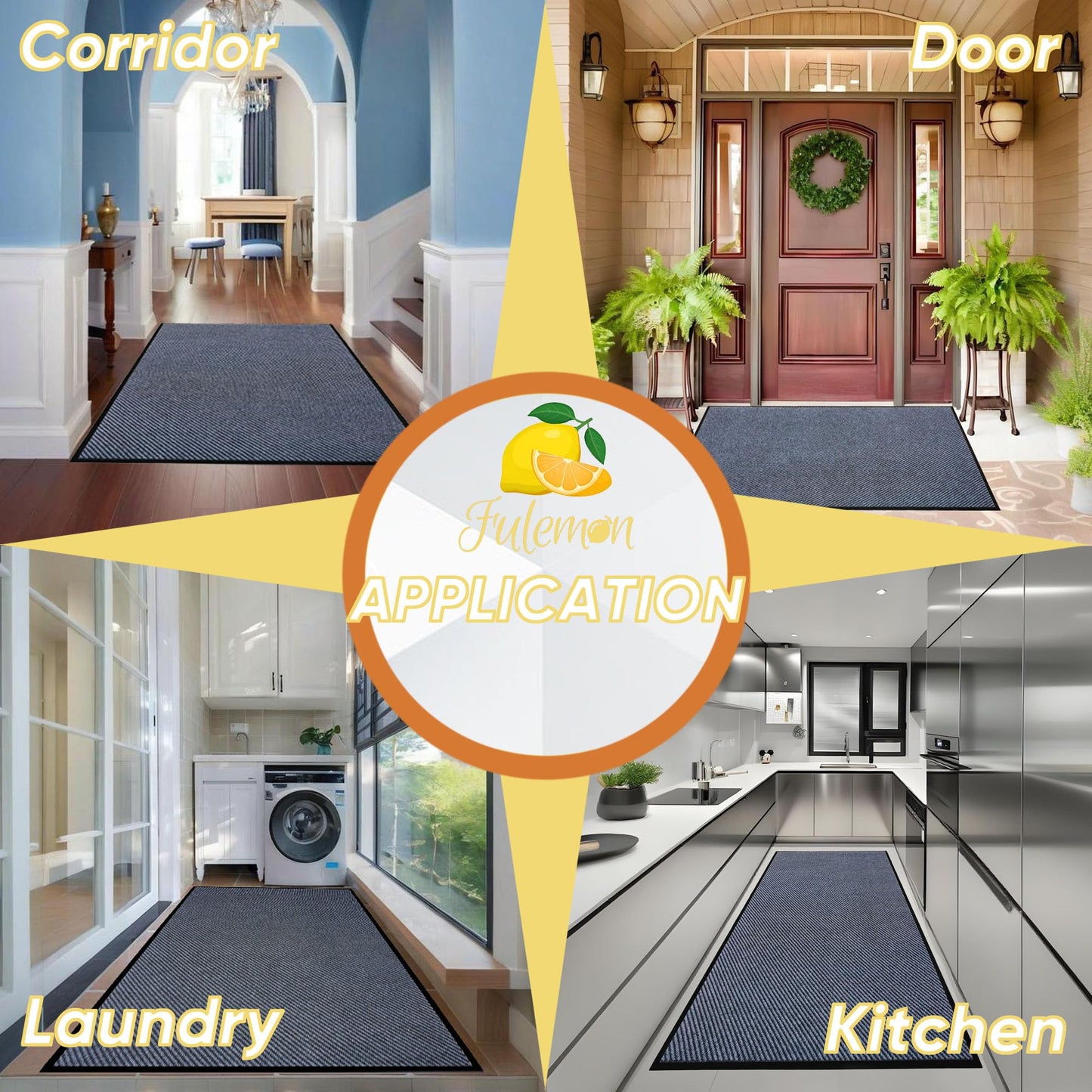 48x72inch Commercial Grade Entrance Mat Heavy Duty Doormat for High Traffic Entryways Rug All Weather Door Floor Mat with Ultra Grip PVC Backing Non Slip Welcome Mat for Patio,Entry,Indoor Outdoor