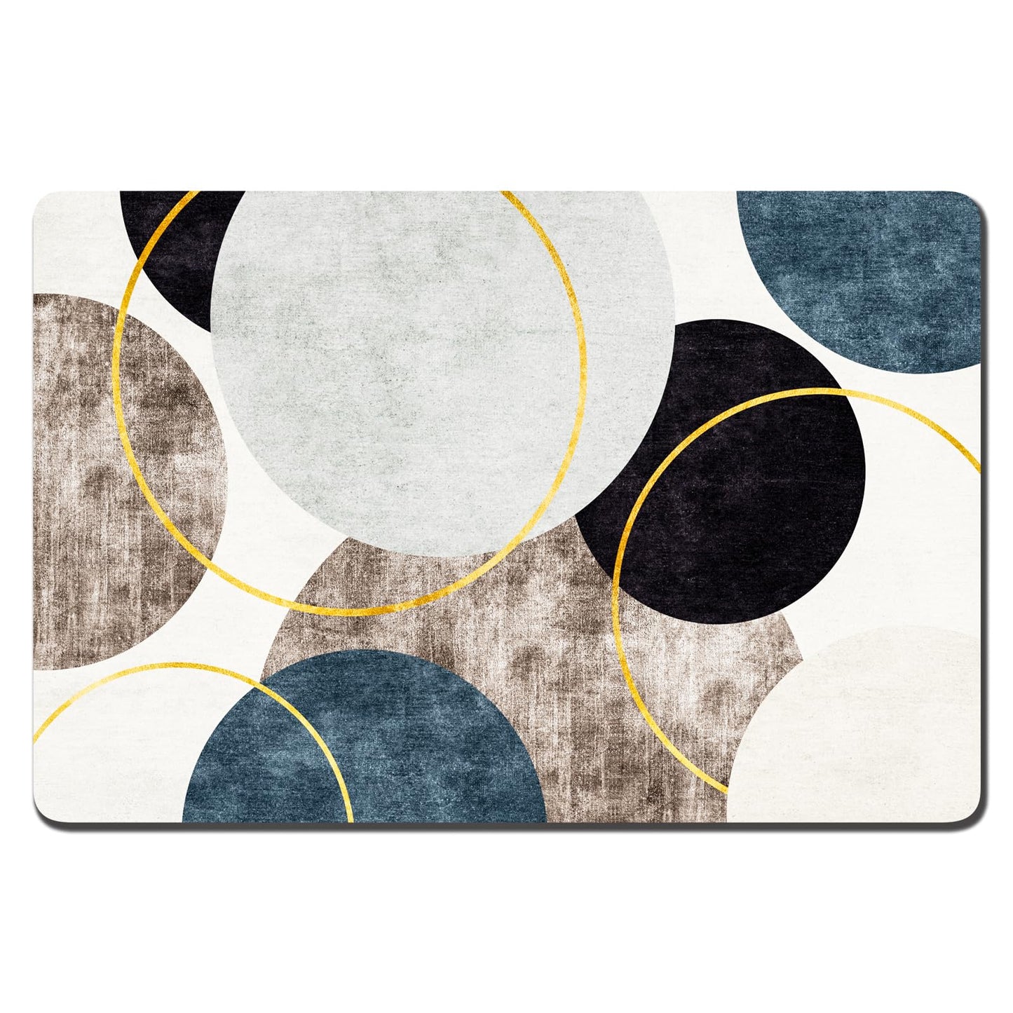 Rnivvi Dog Food Mat, 16" x 24" Boho Absorbent Dog Cat Bowl Mat for Food and Water, Cute Anti-Slip Rubber Pet Feeding Rug Protect Floors, Puppy Placemat for Feeding & Watering Supplies, Abstract Circle