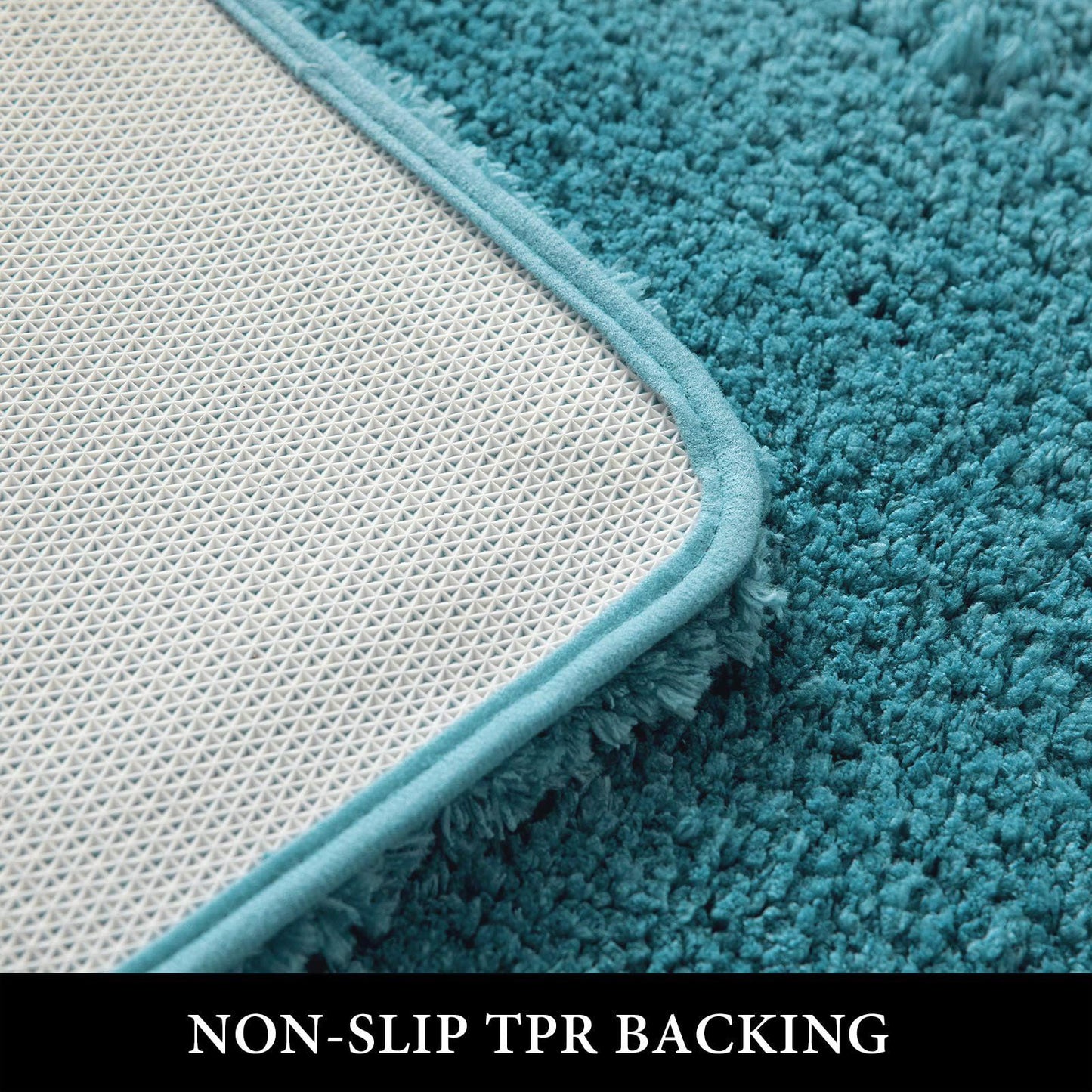 MIULEE Teal Toilet Rugs U-Shaped，Soft Absorbent Microfiber Bathroom Rugs Non Slip Quick Dry Fluffy Contour Bath Mats for Toilet Base Bathroom Floor, Machine Washable, 20x20 Inch