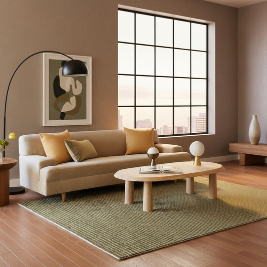 Rugs USA Melrose Moss/Ivory, 6' x 9', Handmade, Checked, Wool, Soft and Cozy, High Traffic, Stain Resistant, Easy Clean, Durable Area Rug for Bedroom, Living Room, Dining, Den, Entryway
