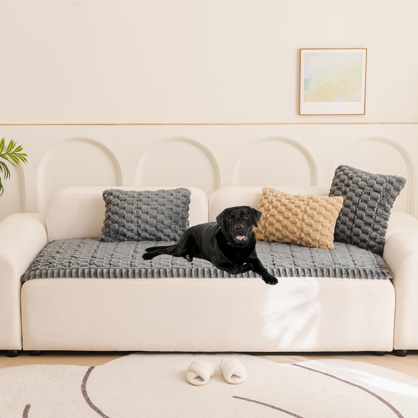 Mivnue Pet Couch Cover Dogs Washable Sofa Protector Non Slip Fuzzy Couch Pads Pet Friendly Dog Mat for Couches and Sofas