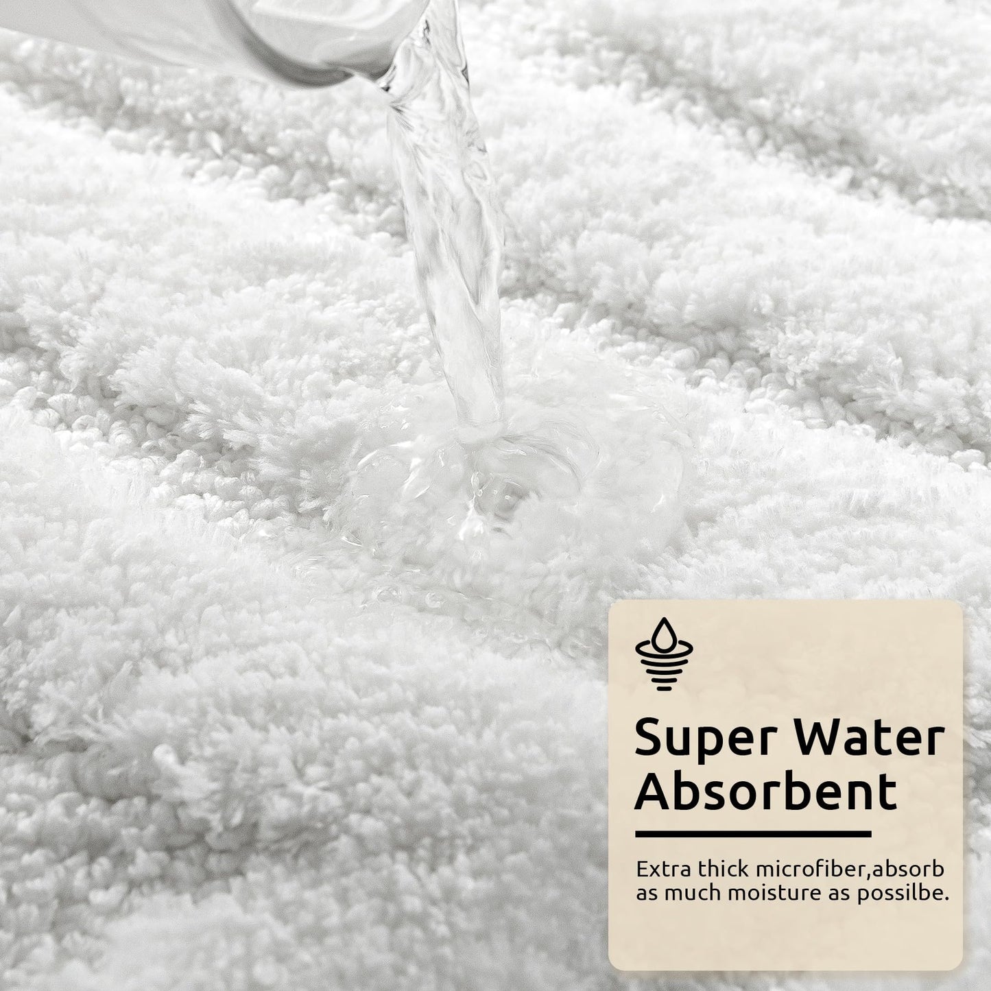 DEXDE White Bathroom Rugs Runner 24x47 Long Bath Rug Non Slip Soft Washable Large Bath Mats for Bathroom Bedroom Hallway Kitchen Floor Carpet Modern Boho Decor