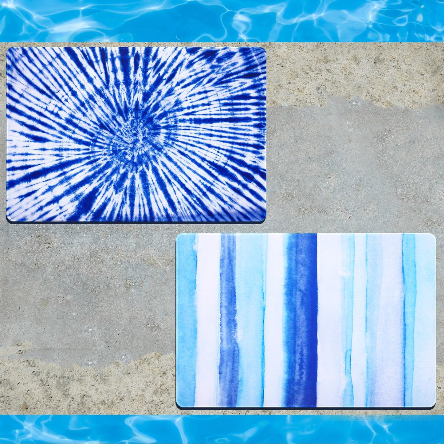 Kigley 2 Pcs Poolside Mats for Edge of Pool Non Slip Poolside Seating Mats Foldable Pool Cushions Accessories for Swimming Pools, 15.7 x 23.6 Inch, Dark Blue
