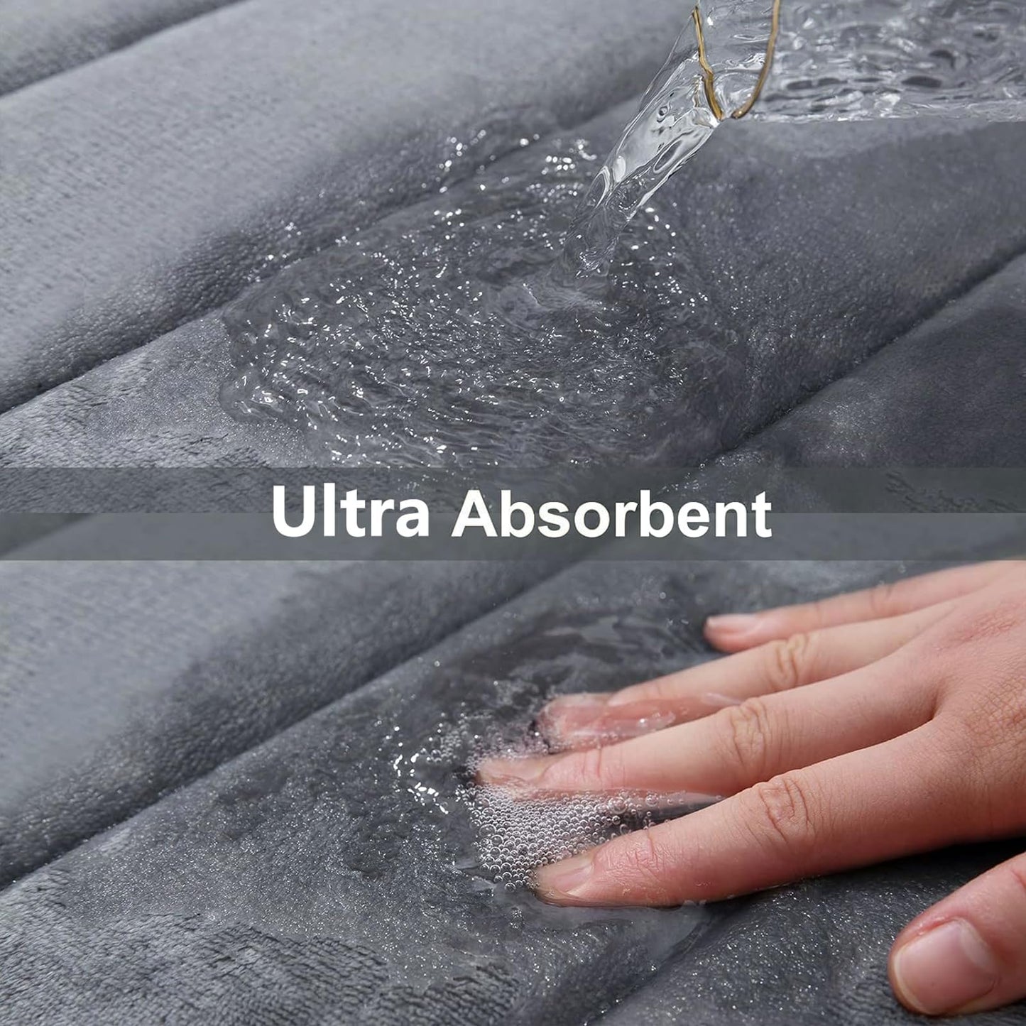 Buganda Memory Foam Bath Mat, 44" x 32", Ultra Soft and Non-Slip Bathroom Rugs, Water Absorbent and Machine Washable Bath Rug for Bathroom, Shower, and Tub, Dark Grey