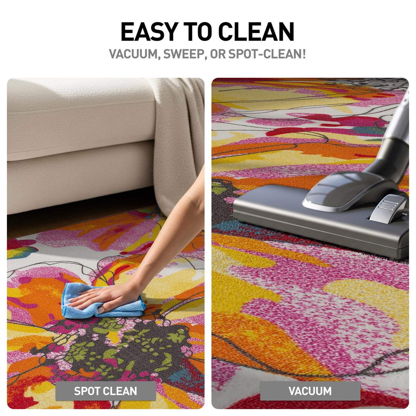 Rugshop Modern Bright Flowers Non-Slip (Non-Skid) for Entryway,Doormat,Kitchen,Foyer Area Rug 2'7" x 4' Multi