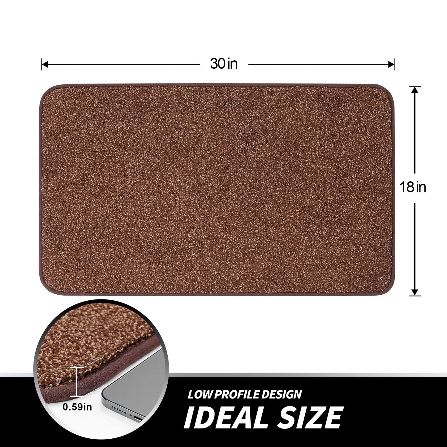 LINLA Indoor Doormat, Super Absorbs Mud Mat, Washable Non-Slip Rubber Backing Clean Door Mat for Doorways Inside Dirt Trapper Mats Shoes Scraper, 18x30 Inches Camel Coffee