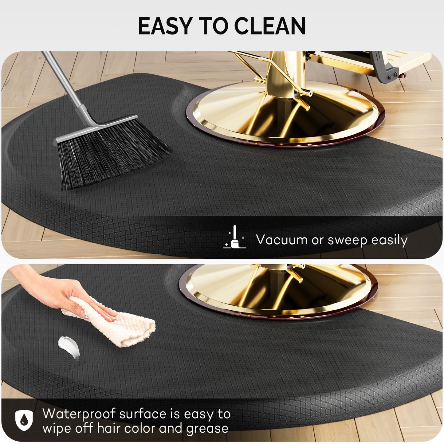 OmySalon 3ft x 4ft x 1/2inch Thick Salon Mat for Hair Stylist Anti Fatigue, Barber Floor Mat with Round Base, Hairdress Standing Matt Beauty Spa Barbershop Hairdressing Equipment