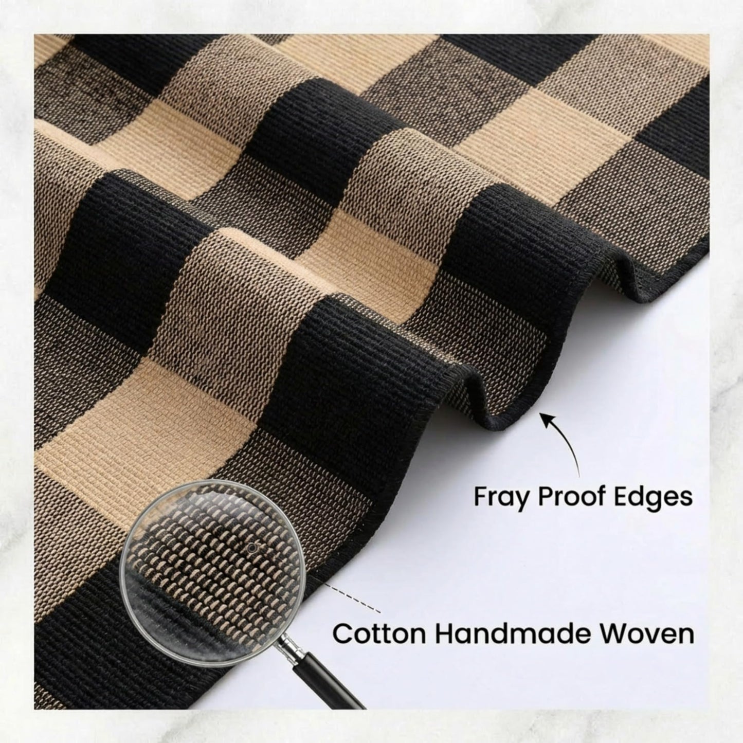 SKYPEA Brown and Black Buffalo Plaid Rug 3' x 5', Washable Farmhouse Non-Slip Checkered Doormat, Indoor Outdoor Floor Mat for Living Room, Bedroom, Entryway, Kitchen, Laundry Room