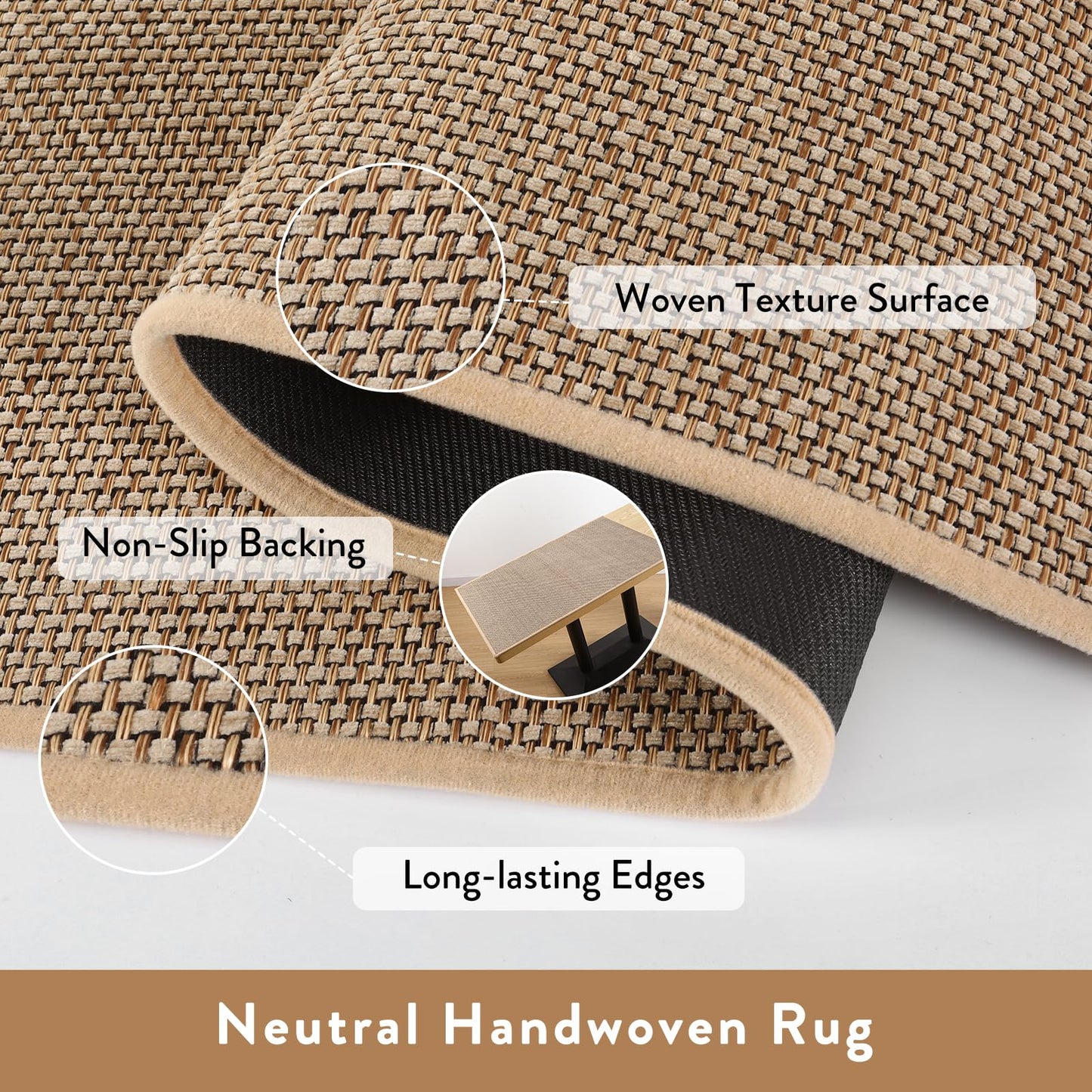 Lahome Noe Farmhouse Kitchen Runner, 2x5 Entryway Runner Rug Non Slip for Entryway Indoor Washable Carpet for Hallway Neutral Rug Runner Kitchen Mats for Floor Entry Bathroom, Beige