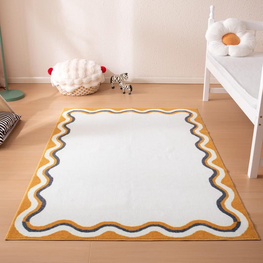 SLEEP ZONE Kids Rugs for Playroom, Washable Rugs for Children Toddlers Bedroom, Non Slip Rug Play Mat Soft Dorm Nursery Carpet, Beige, 3X5 Feet