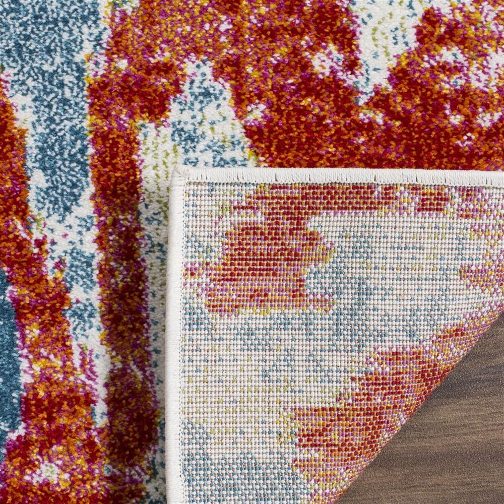SAFAVIEH Watercolor Collection Accent Rug - 4' x 6', Brick & Light Blue, Modern Boho Design, Non-Shedding & Easy Care, Ideal for High Traffic Areas in Entryway, Living Room, Bedroom (WTC622L)