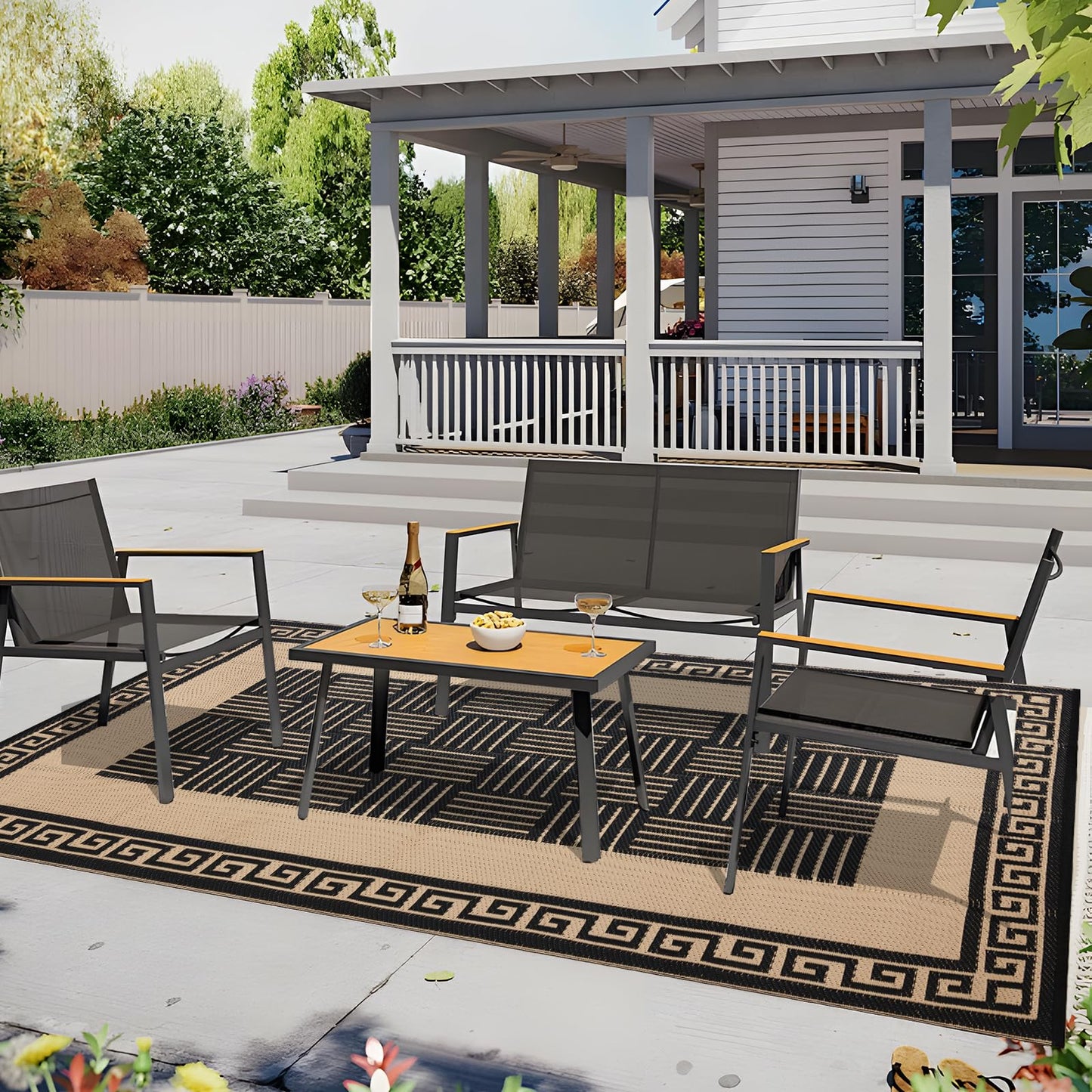 YONILE Outdoor Rug 5x8 ft Waterproof, Reversible Outdoor Plastic Straw Rug for Patios Clearance, Outdoor Area Rug Carpet RV Mat for Camping Backyard Deck Porch