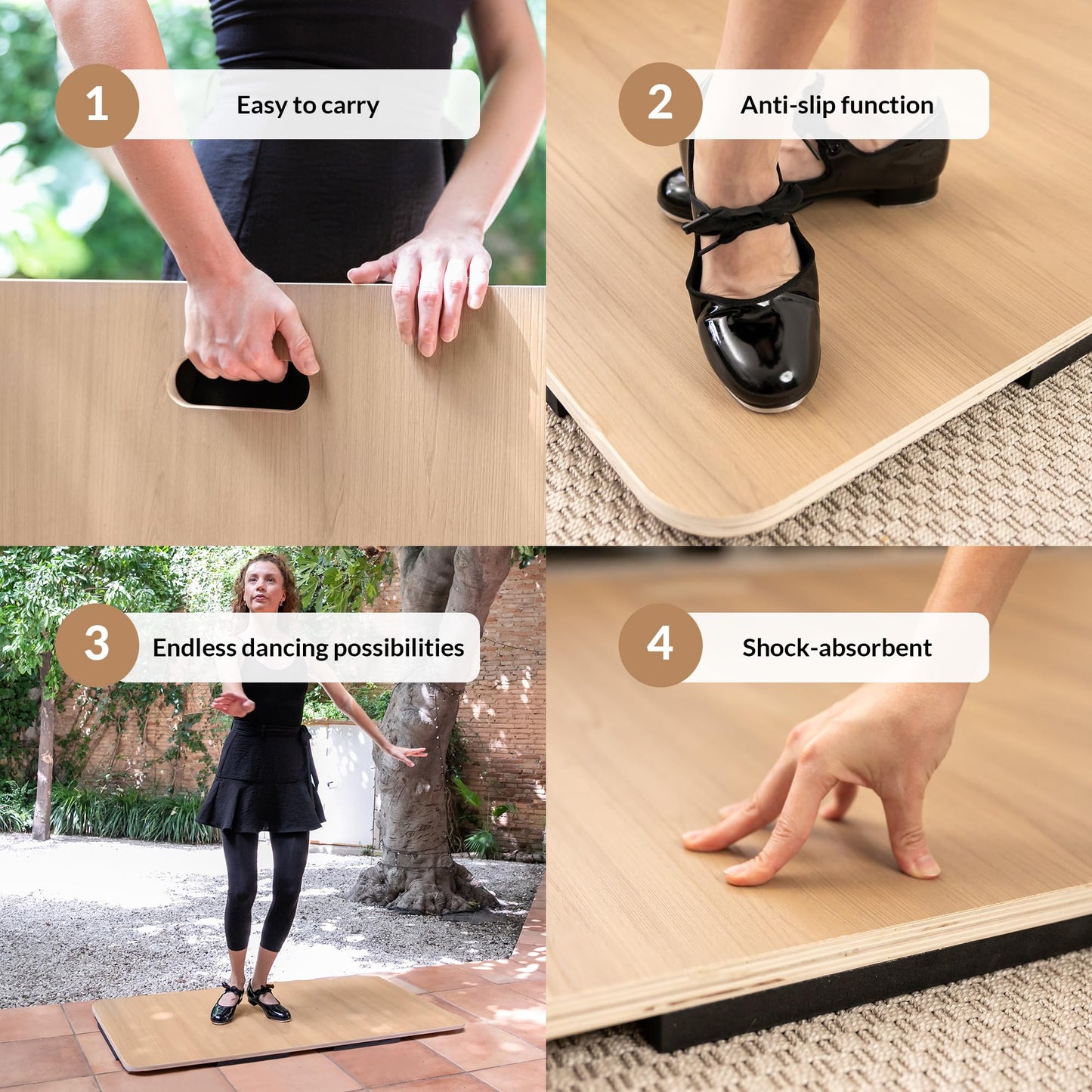 ODOXIA Tap Board for Tap Dancing | Portable Dance Floor for Any Surface | Cushioned Tap Dance Floor | Tap Dance Floor Mat | Dance Practice Floor Home & Studio | Practice Dance Floor (Light)
