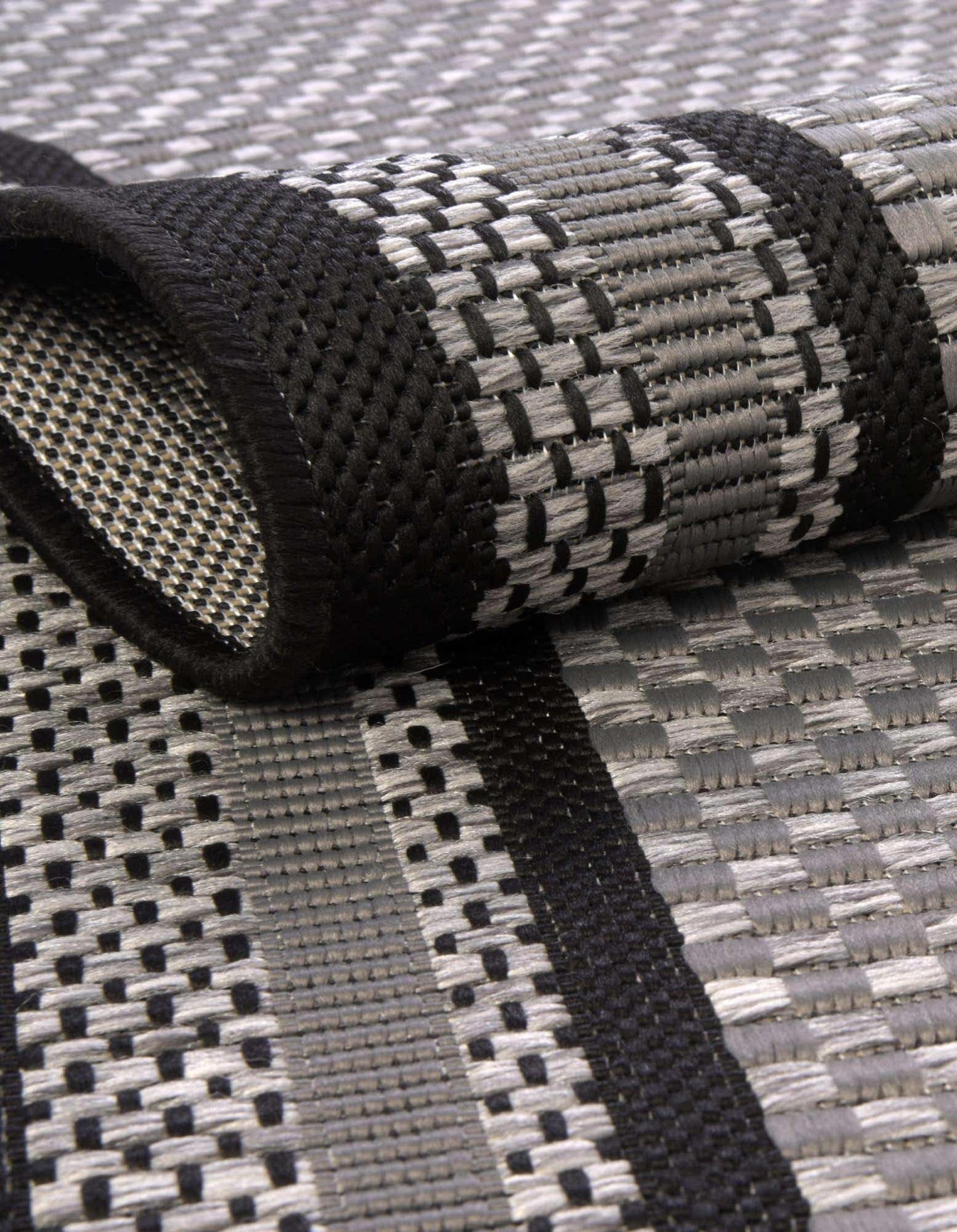 Unique Loom Outdoor Border Collection Area Rug - Multi Border (2' 7" x 10' Runner Gray/Black)